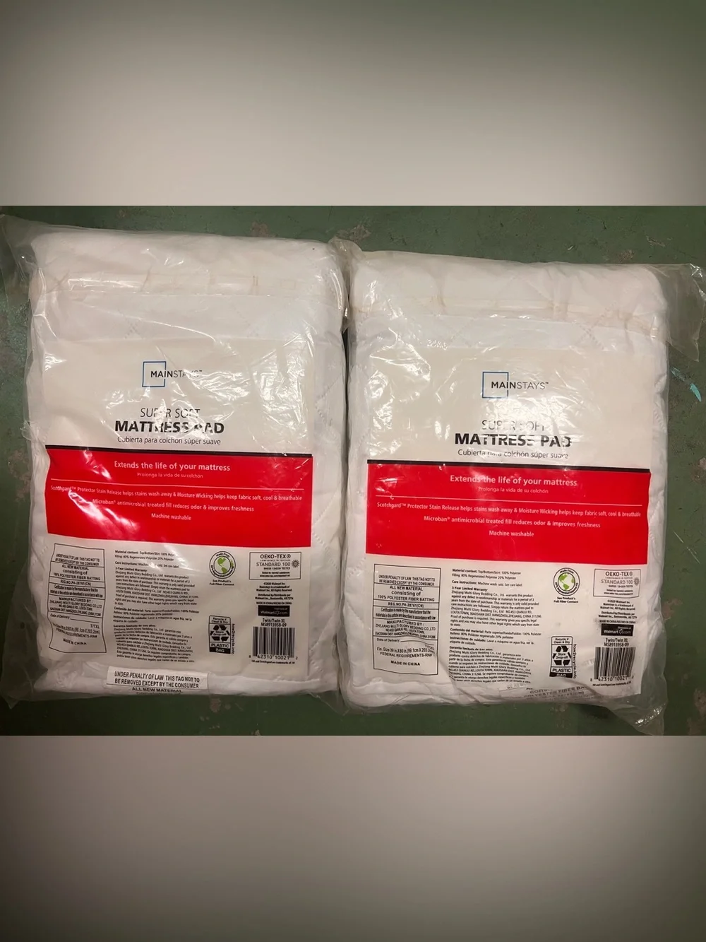 2 Mainstays White Super Soft Mattress Pad Pair